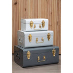 Set of Three Assorted Grey Storage Trunks