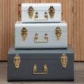 Set of Three Assorted Grey Storage Trunks