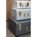 Set of Three Assorted Grey Storage Trunks