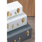 Set of Three Assorted Grey Storage Trunks