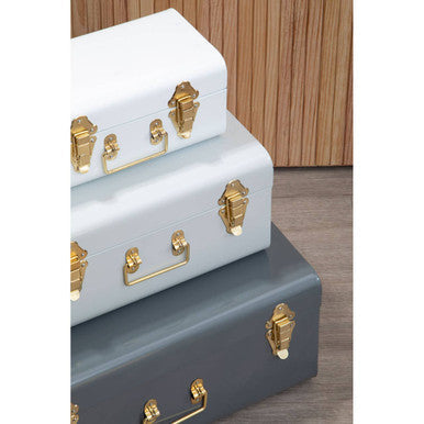 Set of Three Assorted Grey Storage Trunks