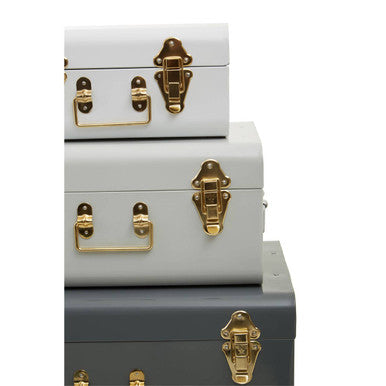 Set of Three Assorted Grey Storage Trunks