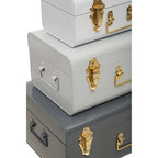 Set of Three Assorted Grey Storage Trunks