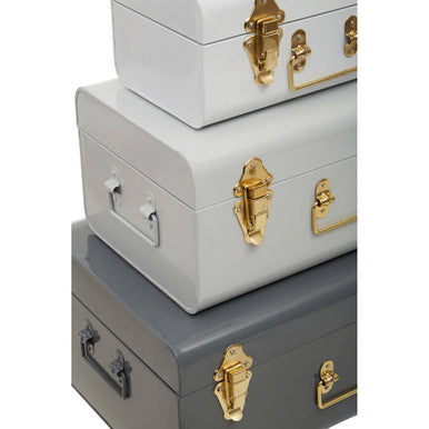 Set of Three Assorted Grey Storage Trunks