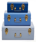 Set of Three Assorted Blue Storage Trunks
