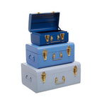 Set of Three Assorted Blue Storage Trunks