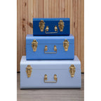 Set of Three Assorted Blue Storage Trunks