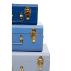 Set of Three Assorted Blue Storage Trunks