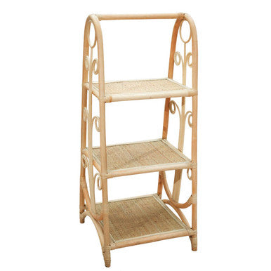 Three Tier Rattan Square Shelf Unit