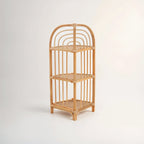 Three Tier Natural Rattan Corner Shelf Unit