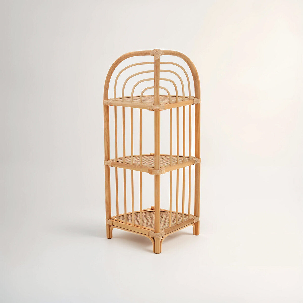 Three Tier Natural Rattan Corner Shelf Unit
