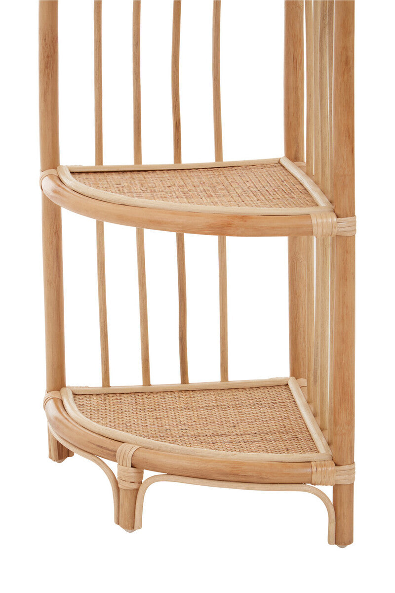 Three Tier Natural Rattan Corner Shelf Unit