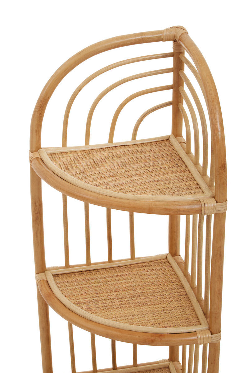 Three Tier Natural Rattan Corner Shelf Unit
