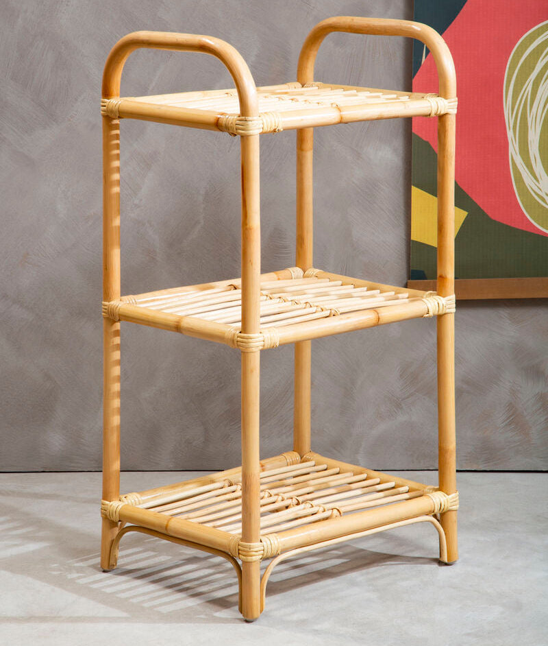 3 Tier Natural Rattan Shelf Unit