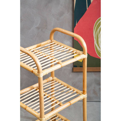 3 Tier Natural Rattan Shelf Unit