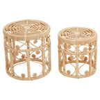 Natural Rattan Set of 2 Tables