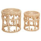Natural Rattan Set of 2 Tables