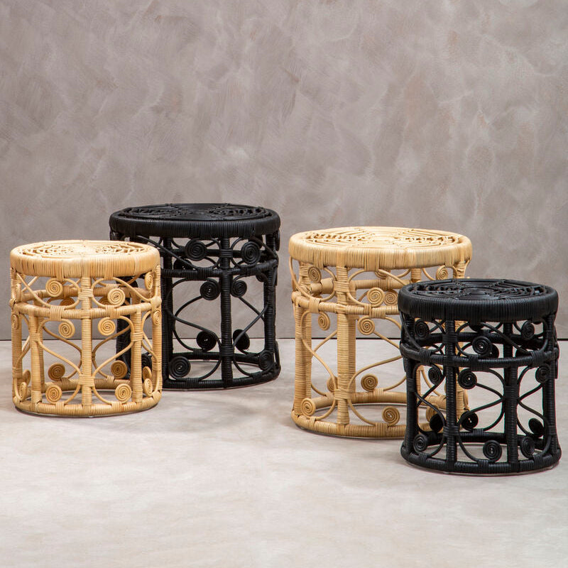 Natural Rattan Set of 2 Tables