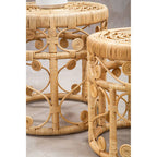Natural Rattan Set of 2 Tables