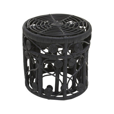 Black Natural Rattan Set of 2 Tables