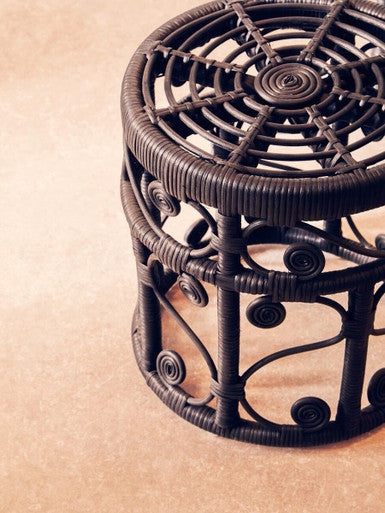 Black Natural Rattan Set of 2 Tables