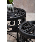 Black Natural Rattan Set of 2 Tables
