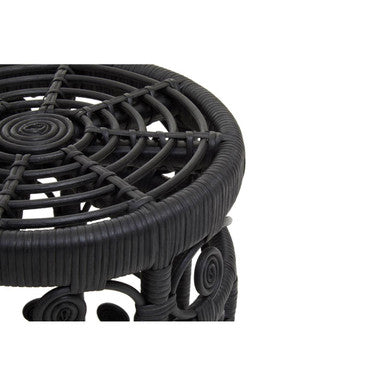 Black Natural Rattan Set of 2 Tables