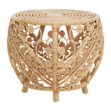 Large Natural Rattan Round Side Table