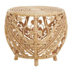Large Natural Rattan Round Side Table