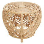Large Natural Rattan Round Side Table
