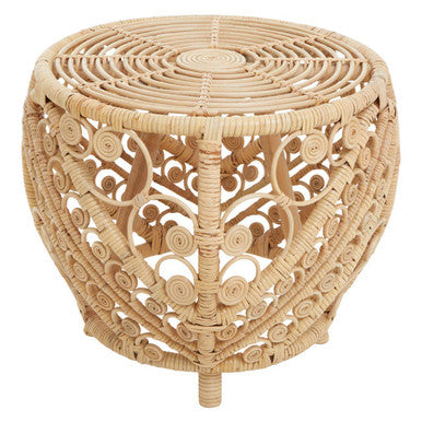 Large Natural Rattan Round Side Table