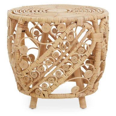 Large Natural Rattan Round Side Table