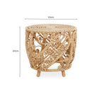Large Natural Rattan Round Side Table