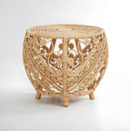 Large Natural Rattan Round Side Table