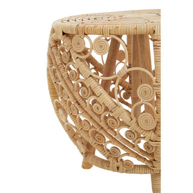 Large Natural Rattan Round Side Table
