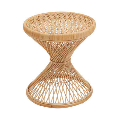 Natural Rattan Side Table with Twisted Design
