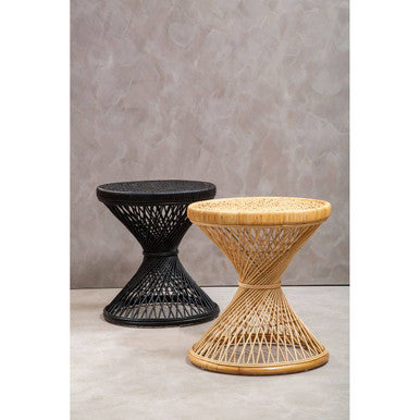 Natural Rattan Side Table with Twisted Design