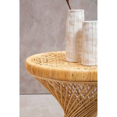 Natural Rattan Side Table with Twisted Design