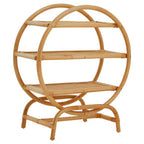 Three Tier Natural Rattan Round Shelf Unit