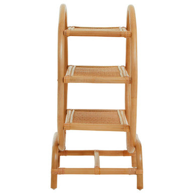 Three Tier Natural Rattan Round Shelf Unit