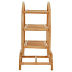 Three Tier Natural Rattan Round Shelf Unit