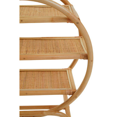 Three Tier Natural Rattan Round Shelf Unit