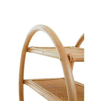 Three Tier Natural Rattan Round Shelf Unit
