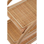 Three Tier Natural Rattan Round Shelf Unit