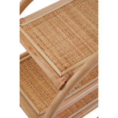 Three Tier Natural Rattan Round Shelf Unit