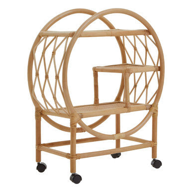 Three Tier Rattan Bar Trolley in Natural Finish