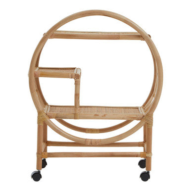 Three Tier Rattan Bar Trolley in Natural Finish