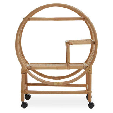 Three Tier Rattan Bar Trolley in Natural Finish