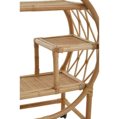 Three Tier Rattan Bar Trolley in Natural Finish