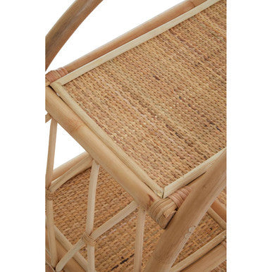 Three Tier Rattan Bar Trolley in Natural Finish